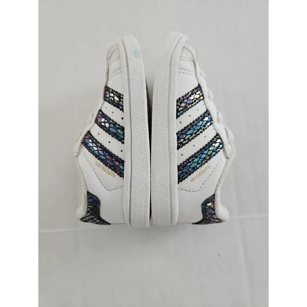 Adidas Superstar Iridescent Snake White  TD Toddler  Baby Sz 5 B27524 Slip-on